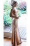 Sequined Mermaid Backless Prom Dress, Rose Gold Floor Length V Neck Formal Dress UQ2598