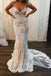 Spaghetti Strap Mermaid Wedding Dresses Lace Applique Bridal Dress with Long Train UQ2067