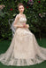 Floor Length Long Sleeve Tulle Evening Dress with Appliques, Prom Gown UQ2319
