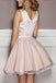 A-line Deep V-neck Appliques Sleeveless Short Junior Homecoming Dresses UQ1912