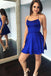 Royal Blue Spaghetti Straps Homecoming Dress, Simple Mini Graduation Dress UQH0020