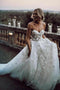 Hot Selling Sweetheart Wedding Dress with Flowers, A Line Tulle Wedding Dress with Appliques UQ2546