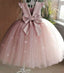 Pink Ball Gown Cap Sleeves Tulle Flower Girl Dress, Floor Length Children Dress UQF0002