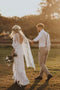 Ivory Boho Wedding Dresses with Batwing Sleeve Lace Rustic Backless Wedding Dresses UQ2014