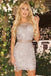 Sheath Jewel Sleeveless Lace Short Homecoming Dresses, See Through Mini Prom Gown N2168