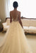 Romantic V Neck Beach Wedding Dress with Lace Appliques, A Line Bridal Dresses UQ1722