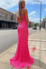Sparkly Mermaid Sequined Sleeveless Long Prom Dress with Slit, Long Formal Gown UQP0133