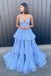 Sparkly Spaghetti Straps Tiered Tulle Prom Dress, New Long Party Gown UQP0209