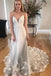 Spaghetti Strap V Neck Tulle Wedding Dress with Lace Appliques, Long Prom Dresses UQ2441