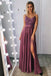 Spaghetti Straps Floor Length Prom Dress with Appliques Beading, A Line Long Formal Dress UQ2460
