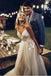 Spaghetti Straps V Neck Tulle Beach Wedding Dress with Appliques, Backless Bridal Dress UQ2425