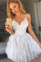 Cute Spaghetti Straps Lace Junior Dresses, Short Homecoming Dress with Lace UQ1925