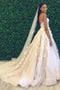 Spaghetti Straps Sweetheart Backless Puffy Tulle Wedding Dress with Appliques UQ2489
