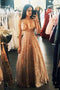 Sparkly Deep V Neck Sleeveless Floor Length Prom Dress, A Line Long Formal Dresses UQ1699