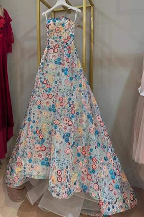 Sparkly New Style Sweetheart Neck Colorful Sequin Prom Dress, Strapless Long Party Gown UQP0217