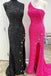Sparkly Mermaid One Shoulder Sequins Long Prom Dress with Slit Party Gown UQP0197
