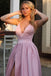 Pink New Style Long Prom Dress with Slit, V Neck Formal Evening Dresss UQP0040