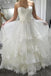 Simple Strapless Beach Wedding Dress with Lace,  Tiered Lace Up Back Wedding Dresses UQ1784