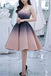 Knee Length Strapless Ombre Homecoming Dresses, A Line Unique Short Prom Dress UQ1998