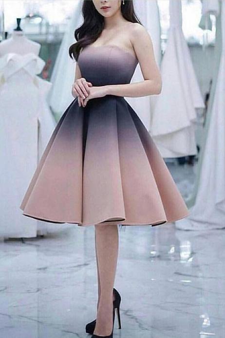 Knee Length Strapless Ombre Homecoming Dresses, A Line Unique Short Pr Uniquedresss Knee Length Strapless Ombre Homecoming Dresses, A Line Unique Short Pr Uniquedresss