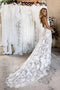 Spaghetti Straps Backless Lace Wedding Dresses, Lace Boho Wedding Dress UQ2212