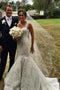 Mermaid Straps Open Back Lace Wedding Dress with Appliques, Gorgeous Long Bridal Dresses UQ2418