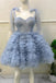 A Line Straps Tulle Short Prom Dress, Above Knee Homecoming Gown UQH0141