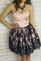 Mini Sweetheart Lace Homecoming Dress, A Line Short Strapless Prom Gown UQ2196