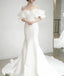Simple Mermid Satin Wedding Dress with Ruffles, Bridal Gown with Train UQW0044