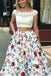 Two Piece Cap Sleeves Floral Dresses with Lace, New Style Backless Prom Dresses N1733