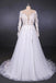 White A Line Tulle Long Sleeves Wedding Gown, Bridal Dress with Lace Appliques UQ2308