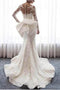 Gorgeous Lace Wedding Dress with Long Sleeves, Bowknot Mermaid Bridal Dresses UQ1765
