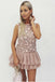 Unique Sleeveless Tulle Homecoming Cocktail Dress with Appliques, Mini Prom Dress N1899