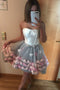 Cute New Short Prom Dresses Strapless Organza Homecoming Dress with Flowers UQH0025