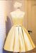 A Line V Neck Sleeveless Satin Graduation Dress with Lace Appliques, Cute Homecoming Gown UQ2061
