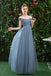 Off Shoulder Tulle Long Prom Dress with Short Sleeves, Simple Bridesmaid Dresses UQ2323