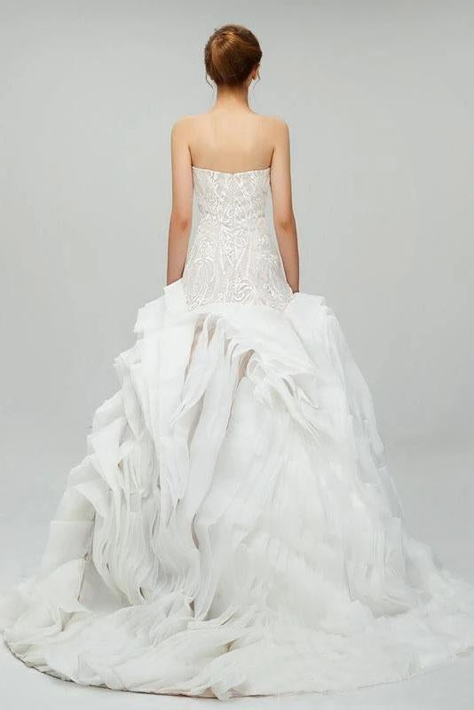 Gorgeous Sweetheart Wedding Dress with Detachable Sleeves, Unique Bridal Dress with Ruffles UQ2429