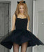 Black Straps Tulle Sweet 16 Dresses, A Line Cute Sleeveless Mini Homecoming Dress UQ1959
