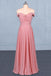 Strapless Floor Length Chiffon Pink Prom Dress, Simple A Line Bridesmaid Dress N2344