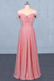 Strapless Floor Length Chiffon Pink Prom Dress, Simple A Line Bridesmaid Dress UQ2344
