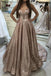 Shiny Puffy Sleeveless Sequined Court Train Prom Dress, Sparkly Sequin Evening Dresses UQ2248