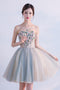 Cute Sweetheart Homecoming Dress with Flowers, Short Strapless Prom Dresses UQ1727