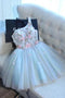 A Line One Shoulder Juniors Tulle Homecoming Dresses, Cute Graduation Dress with Flower UQ1944