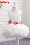 A-line Flower Girl Dress with Applique, Unique Sleeveless Flower Girl Dress with Flower UF058