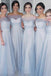 Light Blue Bridesmaid Dresses, New Style Tulle Long Wedding Party Dress UQB0018