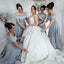 A-Line Off Shoulder Long Satin Bridesmaid Dresses Online, Simple Bridesmaid Dresses UQ2364