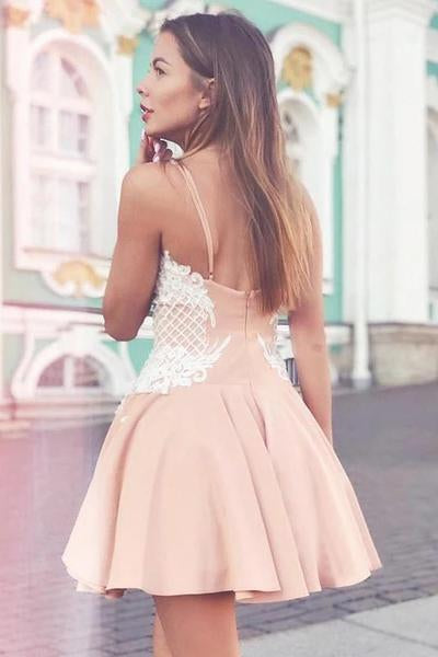 A-Line Spaghetti Straps Sweetheart Homecoming Dresses With Lace UQ2154