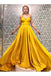 Simple A Line Spaghetti Straps Yellow Prom Dresses, Long Formal Dress UQ2470